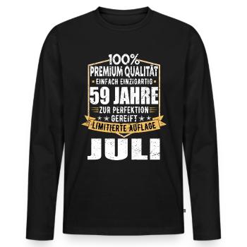 59. Geburtstag Juli Jahrgang 1964 Vintage - Männer Premium Bio Langarmshirt - Schwarz - Vorne - Nico (187cm)