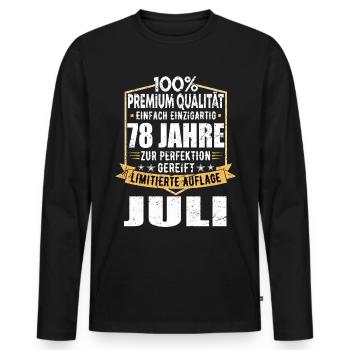 78. Geburtstag Juli Jahrgang 1945 Vintage - Männer Premium Bio Langarmshirt - Schwarz - Vorne - Nico (187cm)