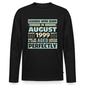 24. Geburtstag August Jahrgang 1999 Vintage - Männer Premium Bio Langarmshirt - Schwarz - Vorne - Nico (187cm)
