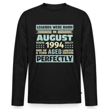 29ème Anniversaire Août Millésime 1994 Millésime - T-shirt manches longues Premium bio Homme - noir - Devant - Nico (187cm)