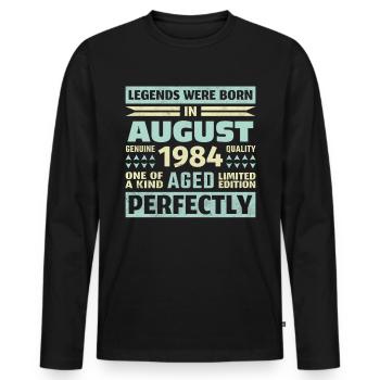 39th Birthday August Vintage 1984 Vintage - Men's Premium Organic Long Sleeve Shirt - black - Front - Nico (187cm)