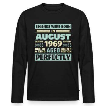 54. Geburtstag August Jahrgang 1969 Vintage - Männer Premium Bio Langarmshirt - Schwarz - Vorne - Nico (187cm)