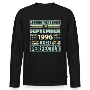 27th Birthday August Vintage 1996 Vintage - Men's Premium Organic Long Sleeve Shirt - black - Front - Nico (187cm)