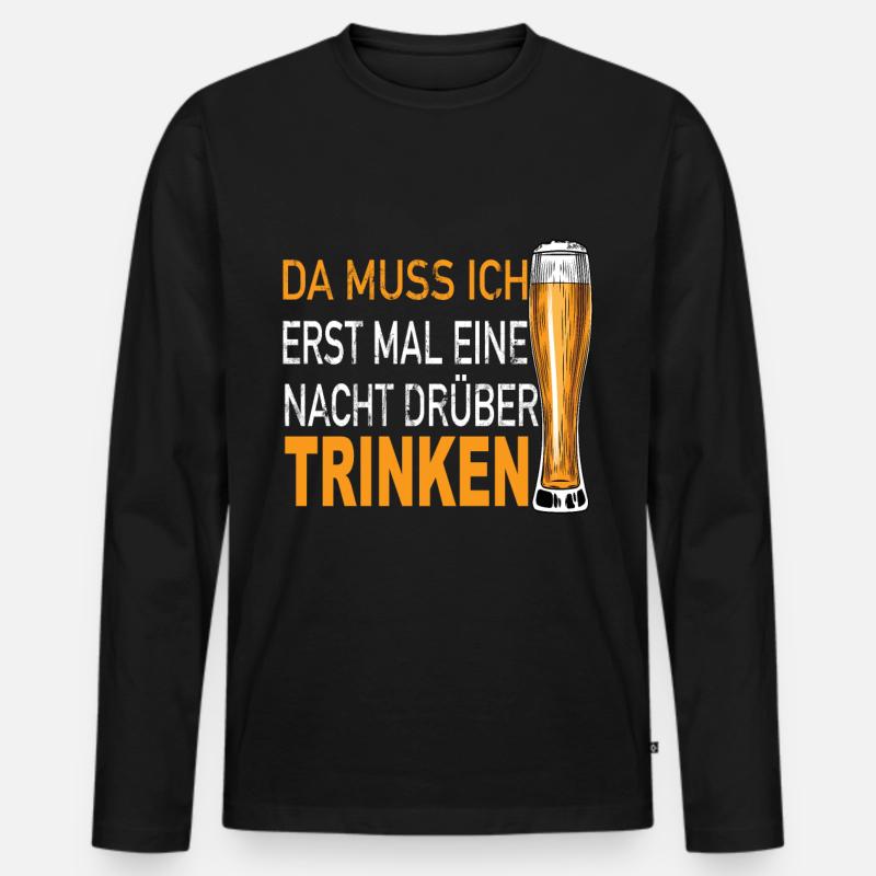 Bier Alkohol - Männer Premium Bio Langarmshirt - Schwarz