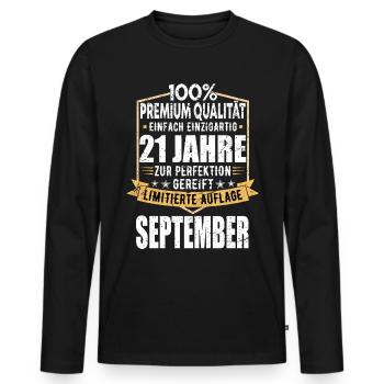 21. Geburtstag September Jahrgang 2002 Vintage - Männer Premium Bio Langarmshirt - Schwarz - Vorne - Nico (187cm)