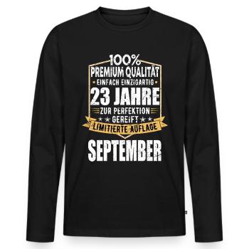 23. Geburtstag September Jahrgang 2000 Vintage - Männer Premium Bio Langarmshirt - Schwarz - Vorne - Nico (187cm)