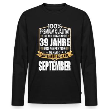 39. Geburtstag September Jahrgang 1984 Vintage - Männer Premium Bio Langarmshirt - Schwarz - Vorne - Nico (187cm)
