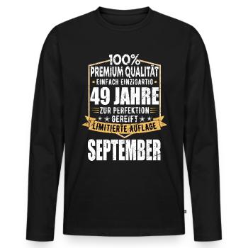 49. Geburtstag September Jahrgang 1974 Vintage - Männer Premium Bio Langarmshirt - Schwarz - Vorne - Nico (187cm)