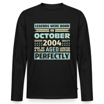 19th Birthday October Vintage 2004 Vintage - Men's Premium Organic Long Sleeve Shirt - black - Front - Nico (187cm)