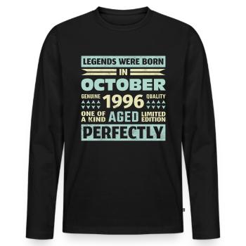 27th Birthday October Vintage 1996 Vintage - Men's Premium Organic Long Sleeve Shirt - black - Front - Nico (187cm)