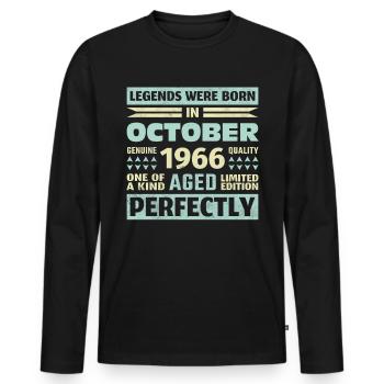 57. Geburtstag Oktober Jahrgang 1966 Vintage - Männer Premium Bio Langarmshirt - Schwarz - Vorne - Nico (187cm)