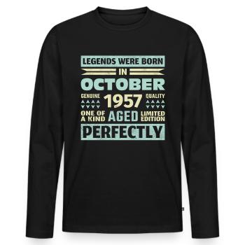 66. Geburtstag Oktober Jahrgang 1957 Vintage - Männer Premium Bio Langarmshirt - Schwarz - Vorne - Nico (187cm)