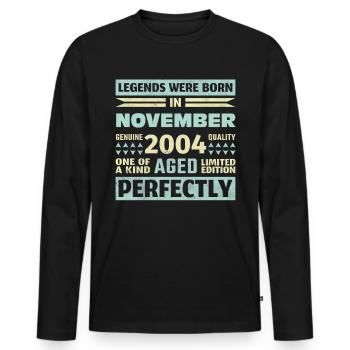 19th Birthday November Vintage 2004 Vintage - Men's Premium Organic Long Sleeve Shirt - black - Front - Nico (187cm)