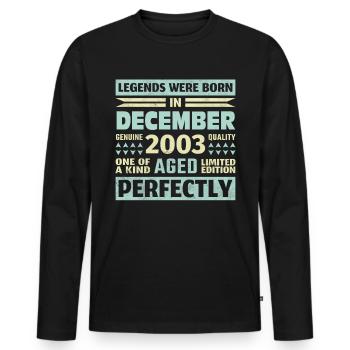 20e anniversaire Décembre Millésime 2003 Millésime - T-shirt manches longues Premium bio Homme - noir - Devant - Nico (187cm)