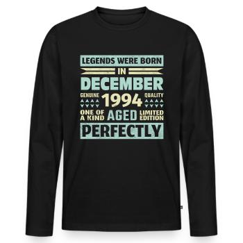 29th Birthday December Vintage 1994 Vintage - Men's Premium Organic Long Sleeve Shirt - black - Front - Nico (187cm)