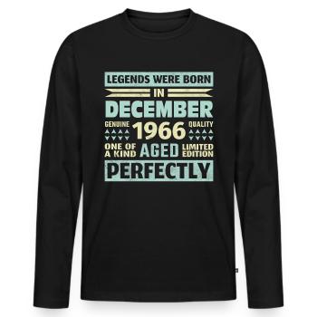 57th Birthday December Vintage 1966 Vintage - Men's Premium Organic Long Sleeve Shirt - black - Front - Nico (187cm)