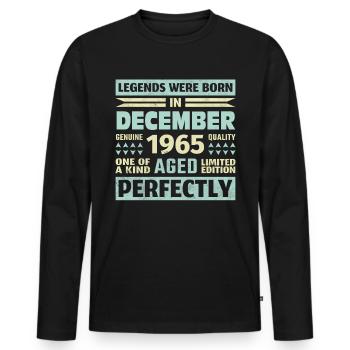 58. Geburtstag Dezember Jahrgang 1965 Vintage - Männer Premium Bio Langarmshirt - Schwarz - Vorne - Nico (187cm)