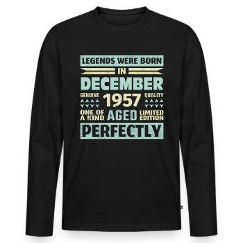 66. Geburtstag Dezember Jahrgang 1957 Vintage - Männer Premium Bio Langarmshirt - Schwarz - Vorne - Nico (187cm)