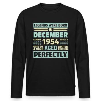 69th Birthday December Vintage 1954 Vintage - Men's Premium Organic Long Sleeve Shirt - black - Front - Nico (187cm)