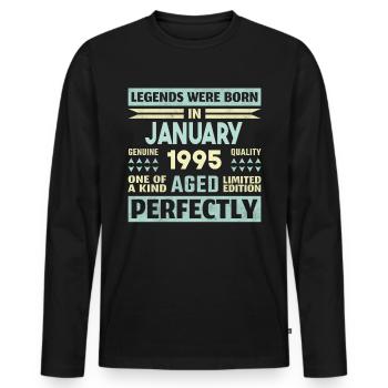 29th Birthday January Vintage 1995 Gift Idea - Men's Premium Organic Long Sleeve Shirt - black - Front - Nico (187cm)