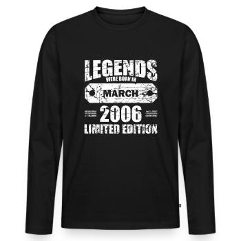 18e anniversaire mars Vintage 2006 idée cadeau - T-shirt manches longues Premium bio Homme - noir - Devant - Nico (187cm)