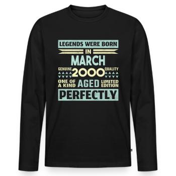 24th Birthday March Vintage 2000 Gift Idea - Men's Premium Organic Long Sleeve Shirt - black - Front - Nico (187cm)