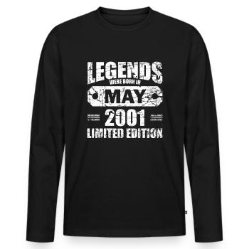 23. Geburtstag Mai Jahrgang 2001 Geschenkidee - Männer Premium Bio Langarmshirt - Schwarz - Vorne - Nico (187cm)