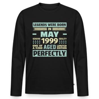 25. Geburtstag Mai Jahrgang 1999 Geschenkidee - Männer Premium Bio Langarmshirt - Schwarz - Vorne - Nico (187cm)