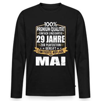 29. Geburtstag Mai Jahrgang 1995 Geschenkidee - Männer Premium Bio Langarmshirt - Schwarz - Vorne - Nico (187cm)