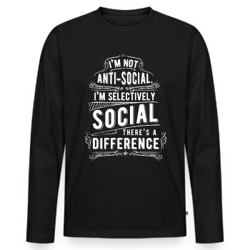antisocial - Men's Premium Organic Long Sleeve Shirt - black - Front - Nico (187cm)