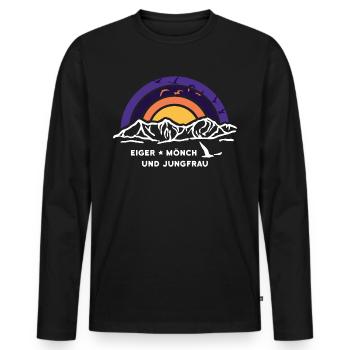 Eiger Mönch Jungfrau Jungfraujoch Schweiz Wandern - Männer Premium Bio Langarmshirt - Schwarz - Vorne - Nico (187cm)