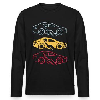 E-Auto Elektroauto - Männer Premium Bio Langarmshirt - Schwarz - Vorne - Nico (187cm)