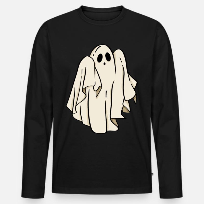 Geist Halloween - Männer Premium Bio Langarmshirt - Schwarz