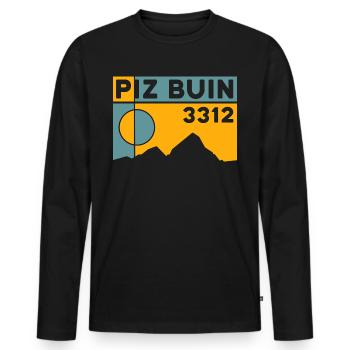 Berg Piz Buin Tour Ascension Souvenir Souvenir - T-shirt manches longues Premium bio Homme - noir - Devant - Nico (187cm)