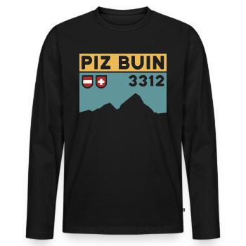 Mont Piz Buin Tour Tour Randonnée Souvenir - T-shirt manches longues Premium bio Homme - noir - Devant - Nico (187cm)