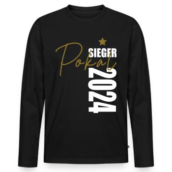 Pokalsieger 2024 - Männer Premium Bio Langarmshirt - Schwarz - Vorne - Nico (187cm)