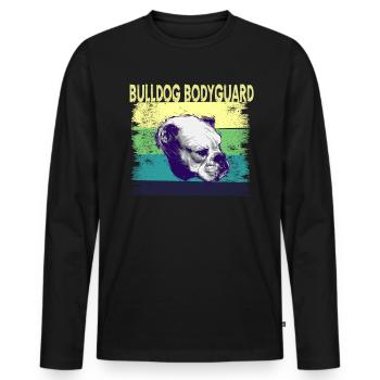 Old English Bulldog ton garde du corps et ami - T-shirt manches longues Premium bio Homme - noir - Devant - Nico (187cm)