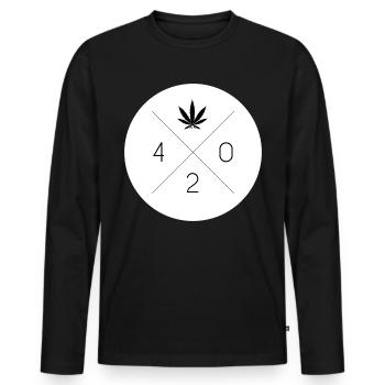 Cannabis 420 Hemp Leaf Circle White Kiffer Gift - Men's Premium Organic Long Sleeve Shirt - black - Front - Nico (187cm)