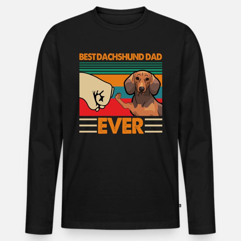 Bester Dackel-Vater aller Zeiten - Männer Premium Bio Langarmshirt - Schwarz