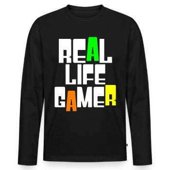 Real Life Gamer - Männer Premium Bio Langarmshirt - Schwarz - Vorne - Nico (187cm)