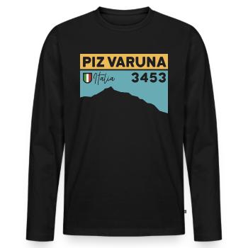 Piz Varuna Ski Touring Ski Resort Hiking Normal Route - Men's Premium Organic Long Sleeve Shirt - black - Front - Nico (187cm)