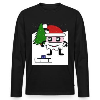 St. Nicholas Mountains Christmas Snow Alm Sleigh - Men's Premium Organic Long Sleeve Shirt - black - Front - Nico (187cm)