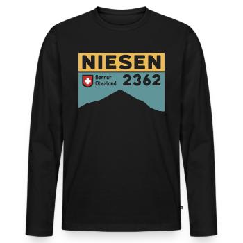 Niesen Wandern Wanderung Treppenlauf Höhe Souvenir - Männer Premium Bio Langarmshirt - Schwarz - Vorne - Nico (187cm)