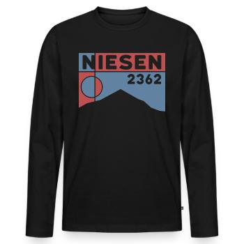 Niesen Berg Wandern Wanderung Souvenir Thunersee - Männer Premium Bio Langarmshirt - Schwarz - Vorne - Nico (187cm)