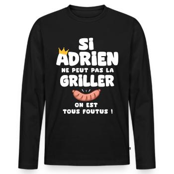 Adrien roi barbecue cadeau adrien fêtes - T-shirt manches longues Premium bio Homme - noir - Devant - Nico (187cm)