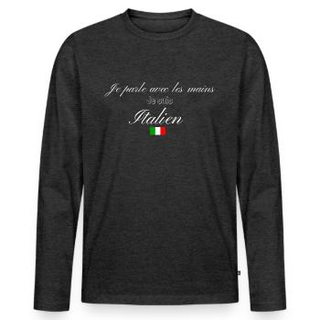Italien - T-shirt manches longues Premium bio Homme - anthracite chiné - Devant - Nico (187cm)