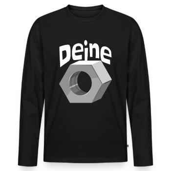 Deine Mutter Schraubenmutter Schlosser Handwerker - Männer Premium Bio Langarmshirt - Schwarz - Vorne - Nico (187cm)