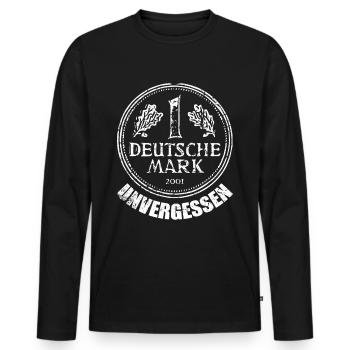 Deutsche Mark Unvergessen Eine Markstück 1 DM 90er - Männer Premium Bio Langarmshirt - Schwarz - Vorne - Nico (187cm)