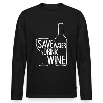 Save Water Drink Wine Wine Drinker Wine Saying - Men's Premium Organic Long Sleeve Shirt - black - Front - Nico (187cm)