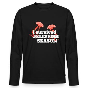 Qualle I Survived Jellyfish Season Quasson Océan - T-shirt manches longues Premium bio Homme - noir - Devant - Nico (187cm)